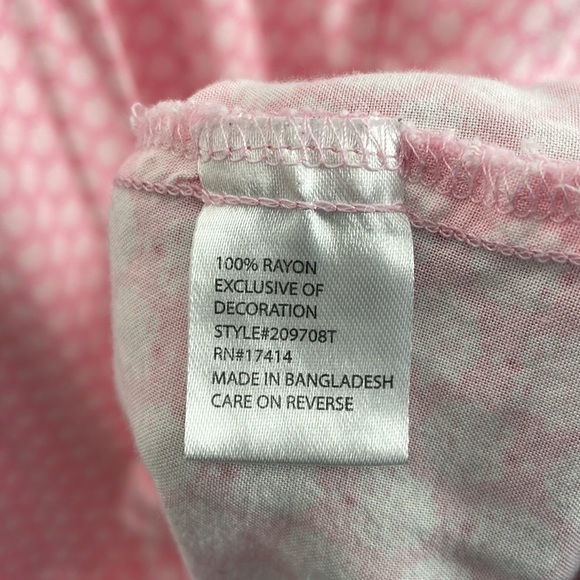 Miss Elaine nightgown women Small cap sleeve pullover pink V neck ruffle bottom - Picture 7 of 8